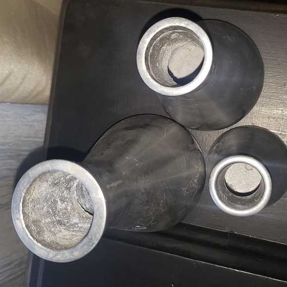 Vintage Natura By Two's Company Set of 3 Cast Metal Vases - Picture 2 of 8